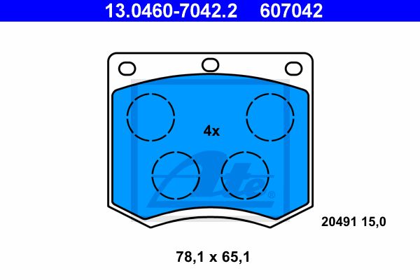 ATE Комплект тормозных колодок, дисковый тормоз 13.0460-7042.2