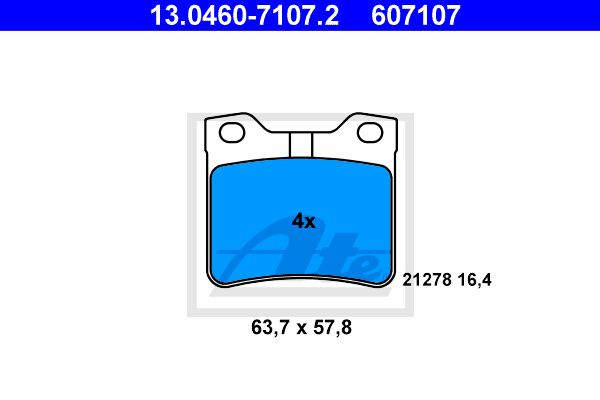 ATE Комплект тормозных колодок, дисковый тормоз 13.0460-7107.2