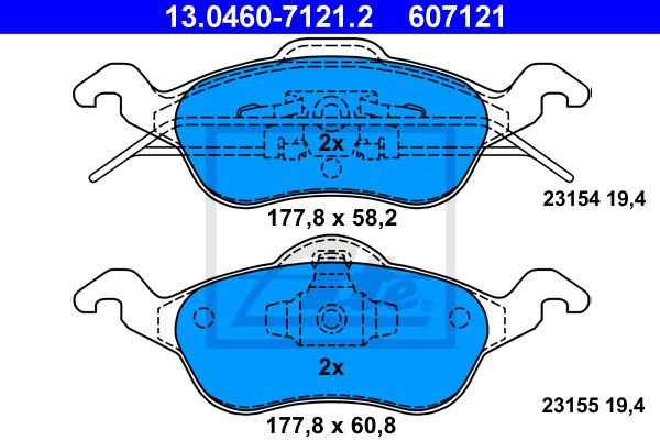 ATE Комплект тормозных колодок, дисковый тормоз 13.0460-7121.2