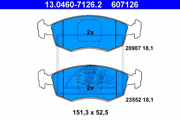 ATE Комплект тормозных колодок, дисковый тормоз 13.0460-7126.2