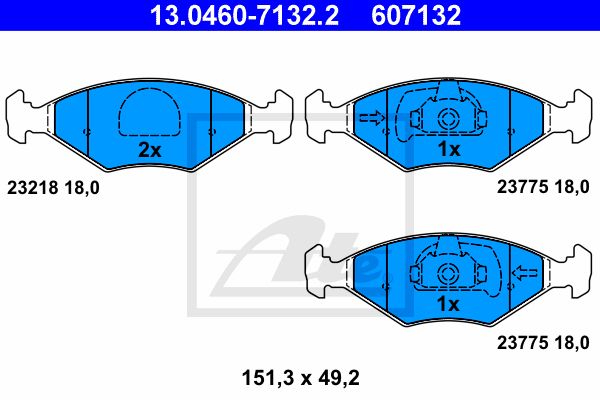 ATE Комплект тормозных колодок, дисковый тормоз 13.0460-7132.2