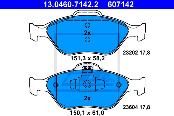 ATE Комплект тормозных колодок, дисковый тормоз 13.0460-7142.2