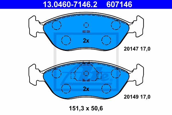 ATE Комплект тормозных колодок, дисковый тормоз 13.0460-7146.2