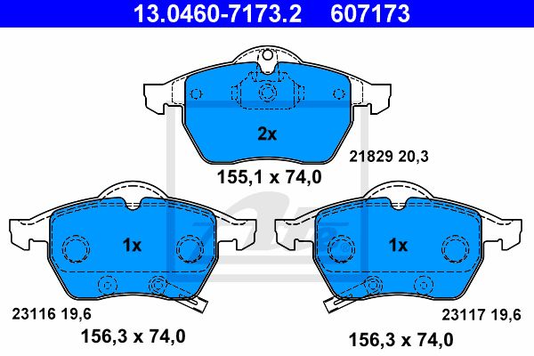 ATE Комплект тормозных колодок, дисковый тормоз 13.0460-7173.2