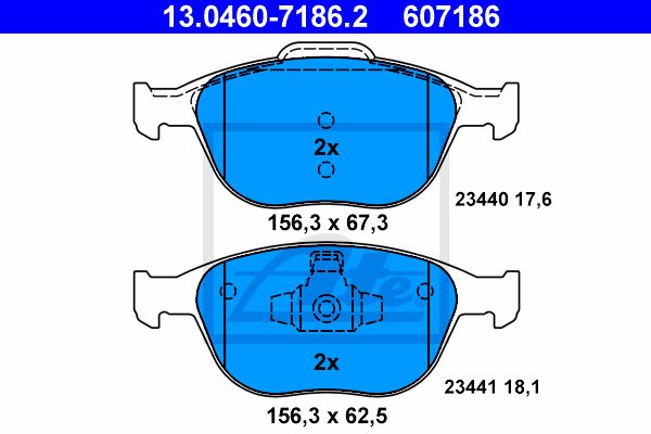 ATE Комплект тормозных колодок, дисковый тормоз 13.0460-7186.2