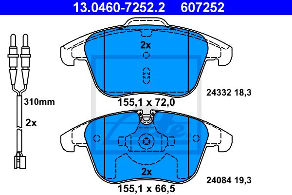 ATE Комплект тормозных колодок, дисковый тормоз 13.0460-7252.2
