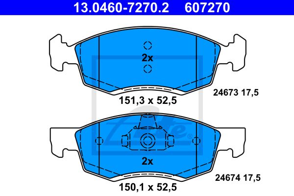 ATE Комплект тормозных колодок, дисковый тормоз 13.0460-7270.2