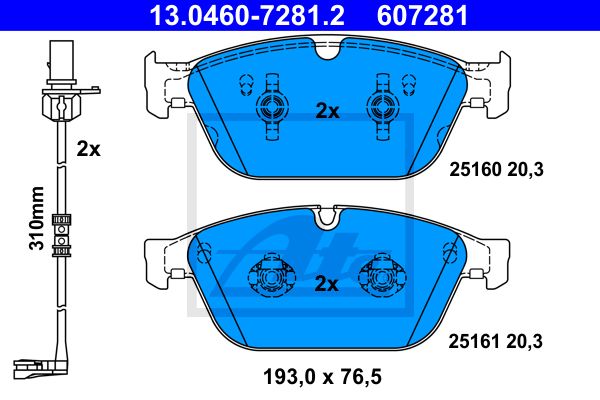 ATE Комплект тормозных колодок, дисковый тормоз 13.0460-7281.2