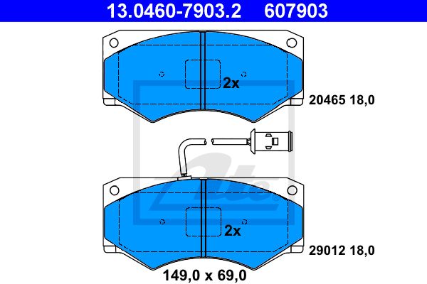 ATE Комплект тормозных колодок, дисковый тормоз 13.0460-7903.2