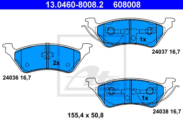 ATE Комплект тормозных колодок, дисковый тормоз 13.0460-8008.2