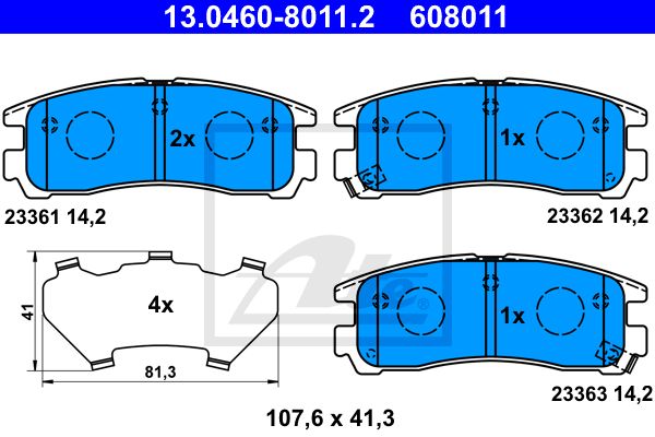 ATE Комплект тормозных колодок, дисковый тормоз 13.0460-8011.2