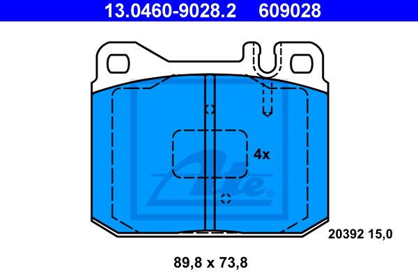ATE Комплект тормозных колодок, дисковый тормоз 13.0460-9028.2