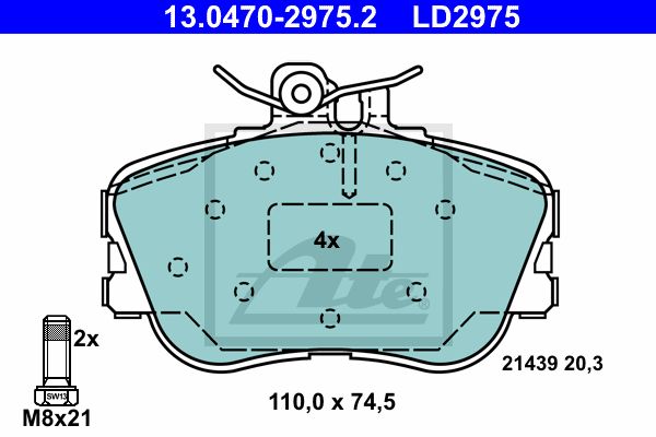 ATE Piduriklotsi komplekt,ketaspidur 13.0470-2975.2