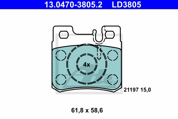 ATE Комплект тормозных колодок, дисковый тормоз 13.0470-3805.2