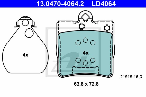 ATE Комплект тормозных колодок, дисковый тормоз 13.0470-4064.2