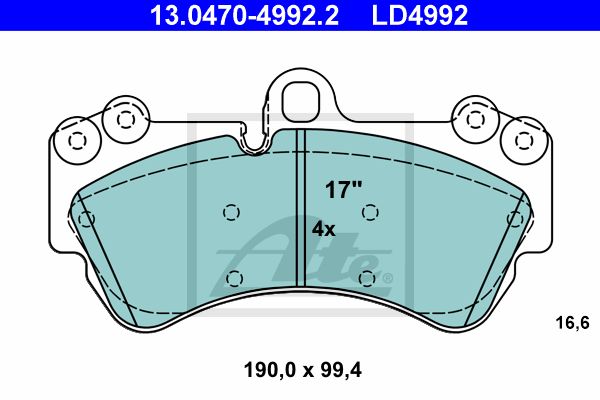 ATE Комплект тормозных колодок, дисковый тормоз 13.0470-4992.2