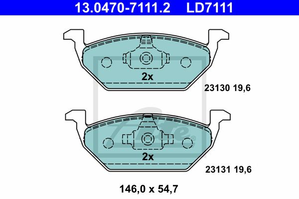 ATE Комплект тормозных колодок, дисковый тормоз 13.0470-7111.2