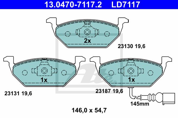 ATE Комплект тормозных колодок, дисковый тормоз 13.0470-7117.2