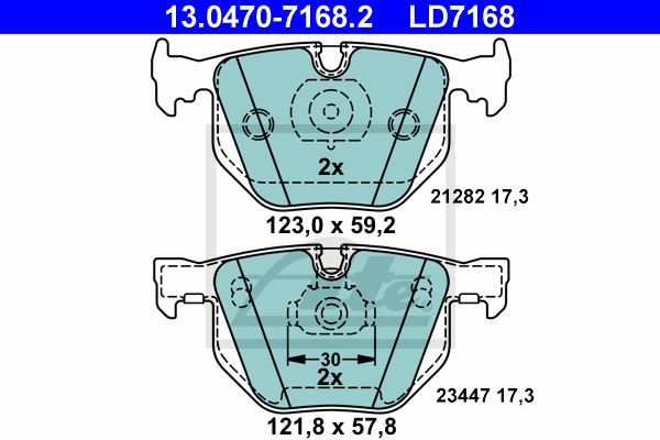 ATE Комплект тормозных колодок, дисковый тормоз 13.0470-7168.2
