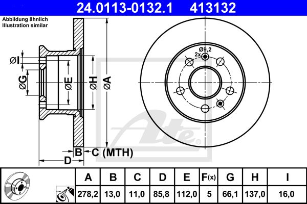 ATE Тормозной диск 24.0113-0132.1
