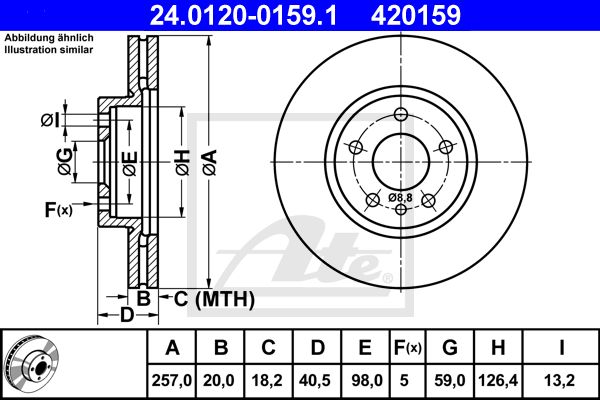 ATE Тормозной диск 24.0120-0159.1