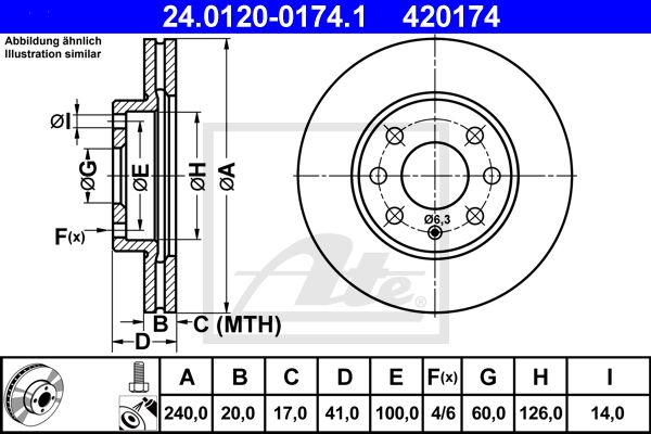 ATE Тормозной диск 24.0120-0174.1