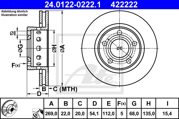ATE Тормозной диск 24.0122-0222.1