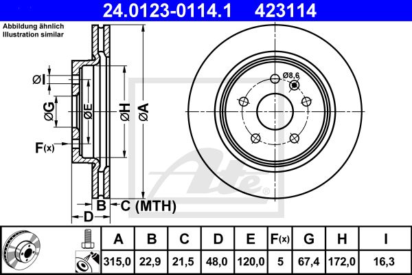 ATE Тормозной диск 24.0123-0114.1