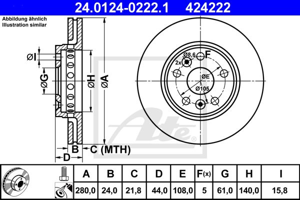ATE Тормозной диск 24.0124-0222.1