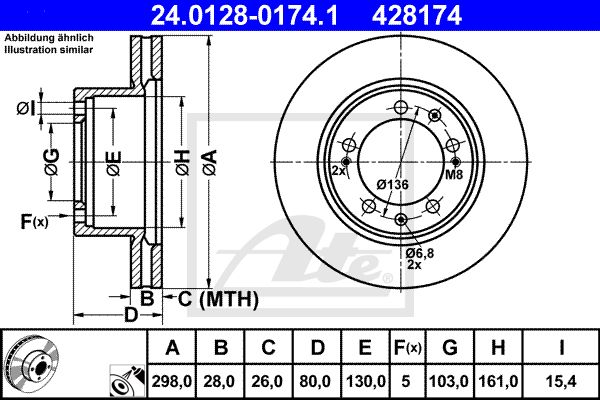 ATE Тормозной диск 24.0128-0174.1