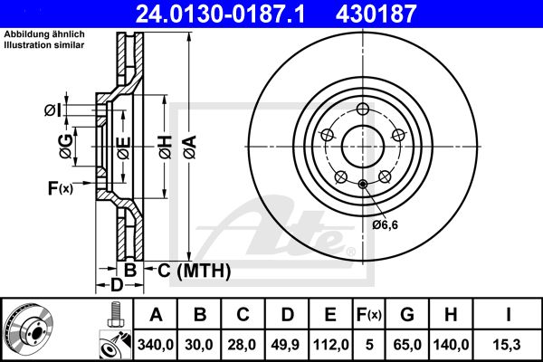 ATE Тормозной диск 24.0130-0187.1