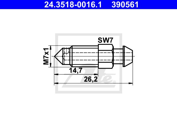 ATE Болт воздушного клапана / вентиль 24.3518-0016.1
