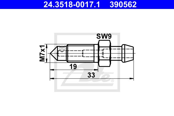 ATE Болт воздушного клапана / вентиль 24.3518-0017.1
