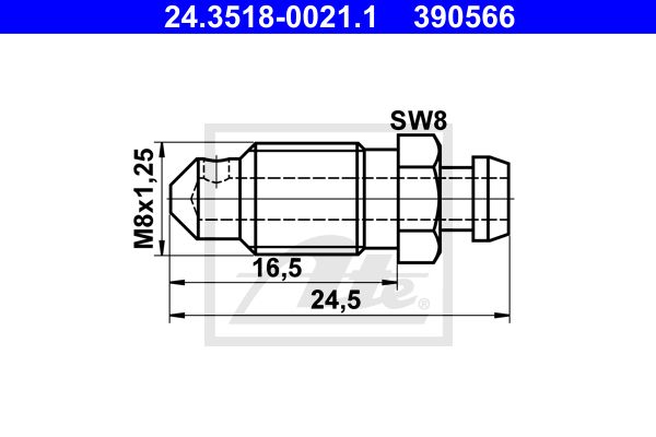 ATE Болт воздушного клапана / вентиль 24.3518-0021.1