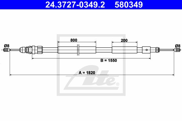 ATE Тросик, cтояночный тормоз 24.3727-0349.2