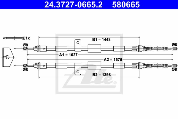 ATE Тросик, cтояночный тормоз 24.3727-0665.2