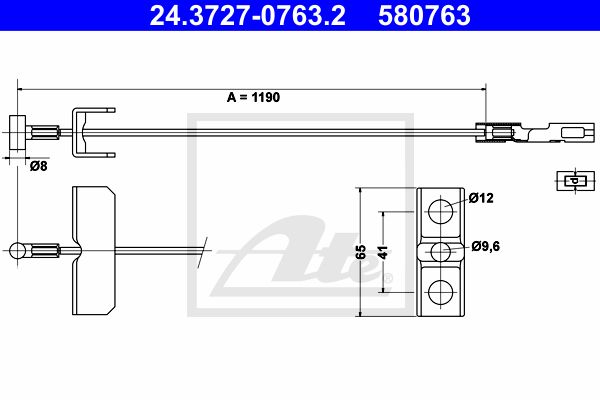 ATE Тросик, cтояночный тормоз 24.3727-0763.2