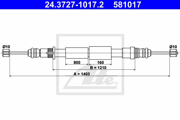 ATE Тросик, cтояночный тормоз 24.3727-1017.2