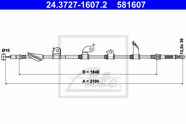 ATE Тросик, cтояночный тормоз 24.3727-1607.2