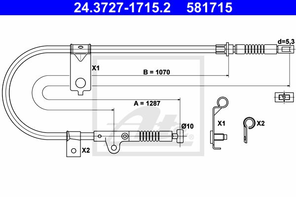 ATE Тросик, cтояночный тормоз 24.3727-1715.2