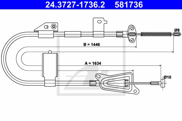 ATE Тросик, cтояночный тормоз 24.3727-1736.2