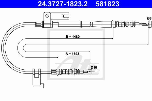 ATE Тросик, cтояночный тормоз 24.3727-1823.2