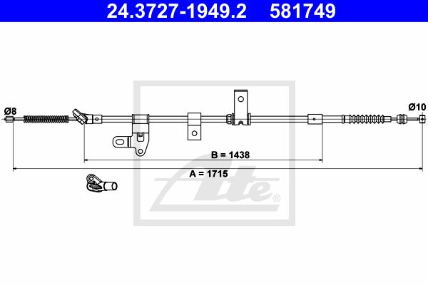 ATE Тросик, cтояночный тормоз 24.3727-1949.2