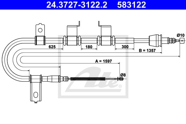 ATE Тросик, cтояночный тормоз 24.3727-3122.2