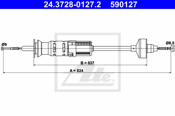 ATE Трос, управление сцеплением 24.3728-0127.2