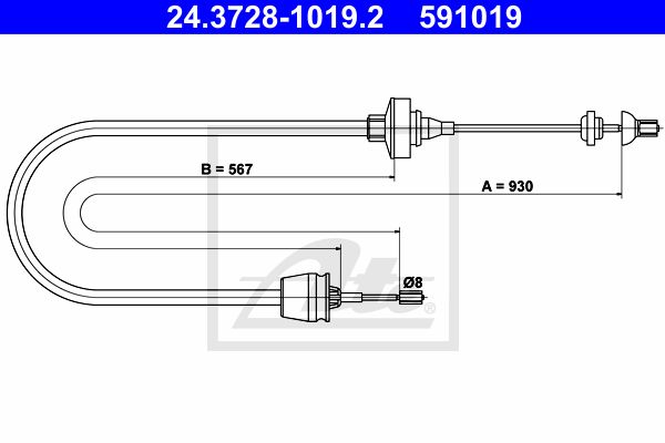 ATE Трос, управление сцеплением 24.3728-1019.2