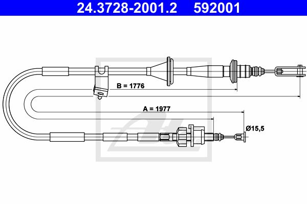 ATE Трос, управление сцеплением 24.3728-2001.2