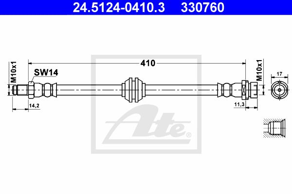 ATE Pidurivoolik 24.5124-0410.3