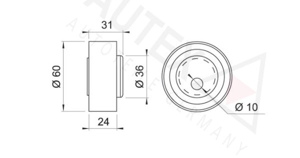 AUTEX Натяжной ролик, ремень ГРМ 641078