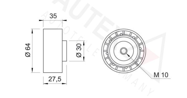 AUTEX Seade-/juhtrull,hammasrihm 641092